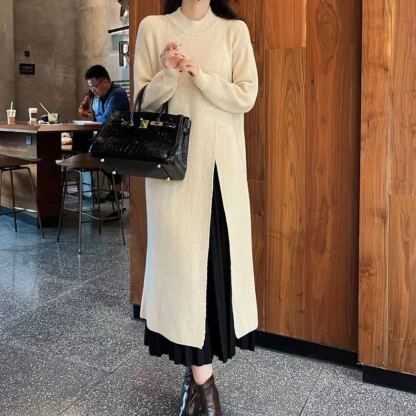 無地 ロング丈 レディース ファッション ニットワンピース