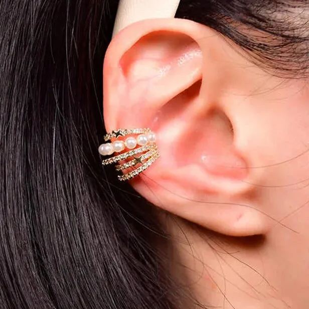 ダイエットパールジルコンイヤーカフ