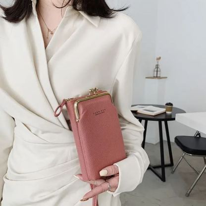 【スマホポーチ】手持ち・肩掛けの2WAY仕様、手に持つだけで、ほら印象的。