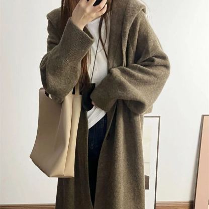 ルーズフィットロングニットカーディガン