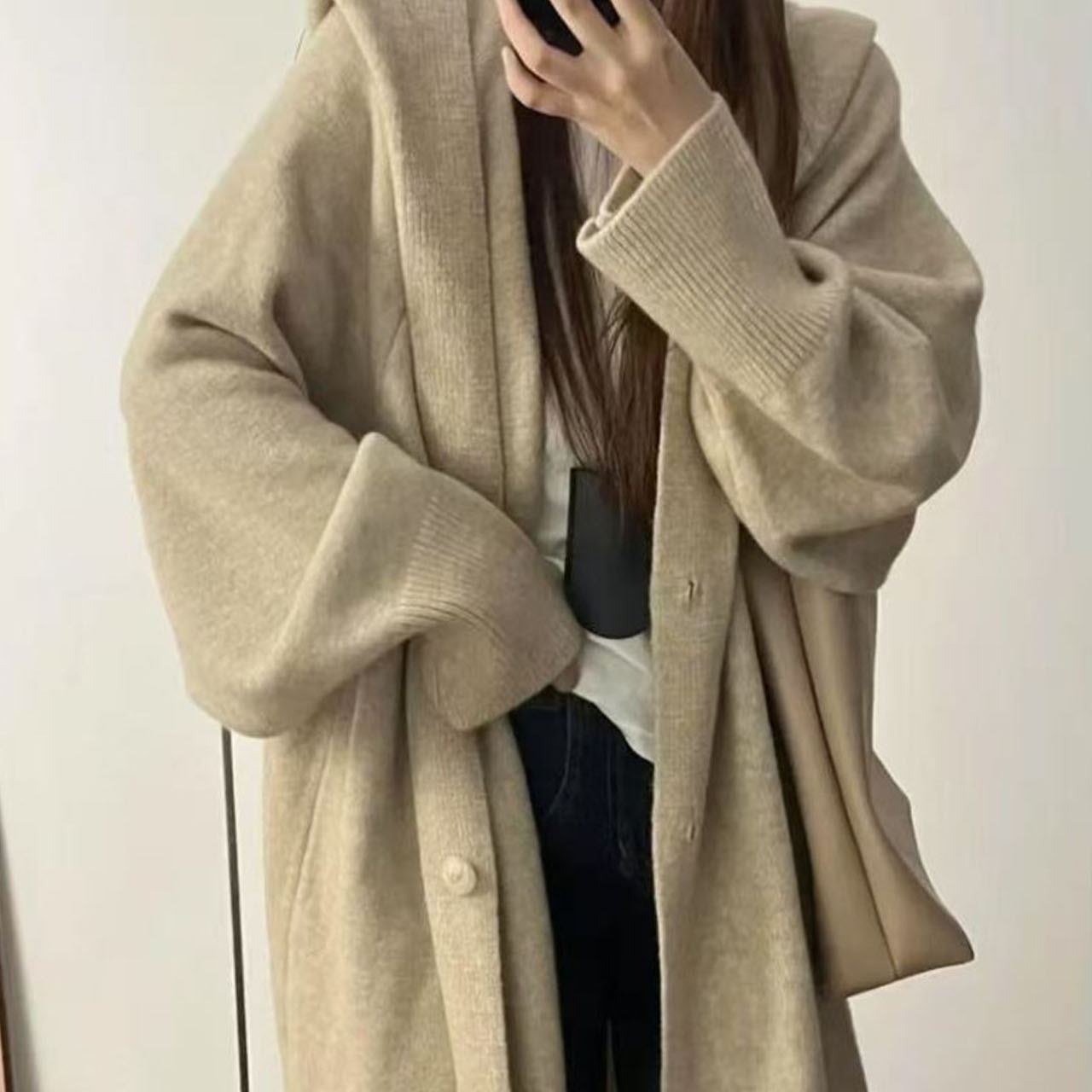 ルーズフィットロングニットカーディガン