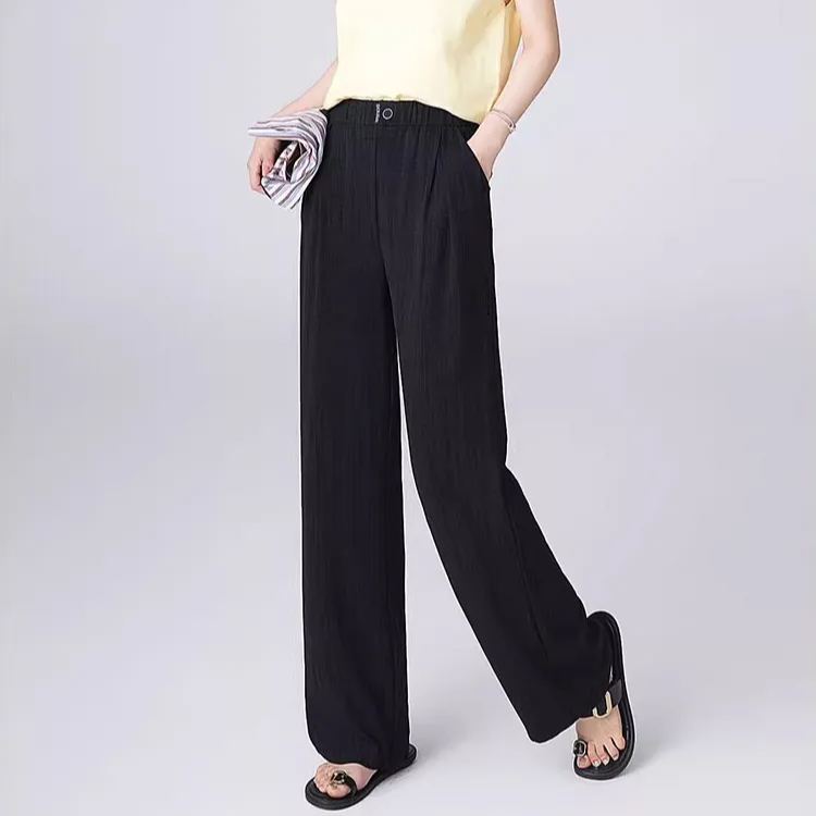 アイスシルク ハイウエスト ストレート パンツ