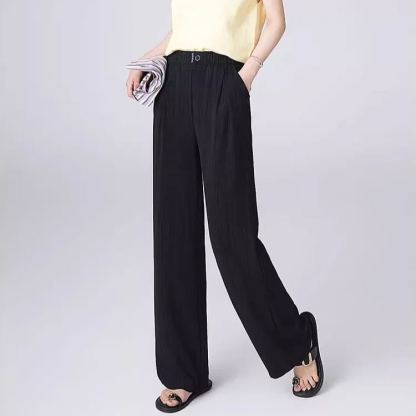 アイスシルク ハイウエスト ストレート パンツ