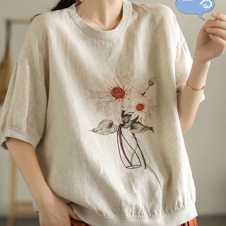 レディースリネン半袖Ｔシャツ