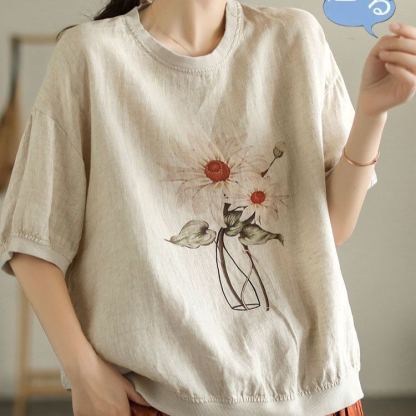 レディースリネン半袖Ｔシャツ