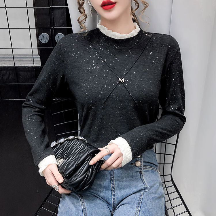 キラキラ 両面起毛 配色 長袖 カットソー