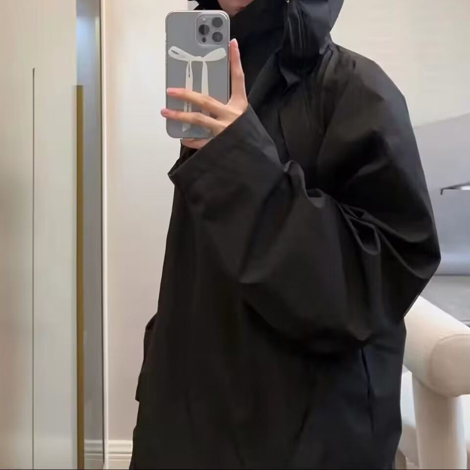 フード付き 長袖 春秋 無地 カジュアル シンプル トレンチコート