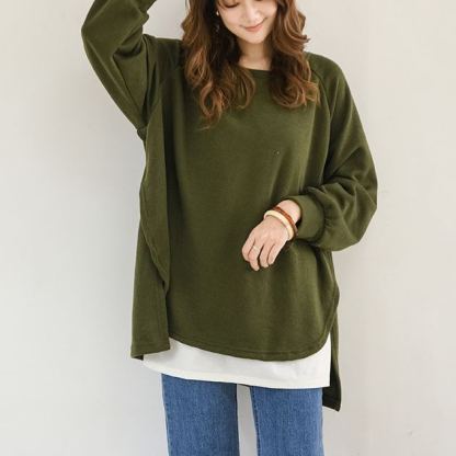 ラウンドネックルーズフィット無地スウェット