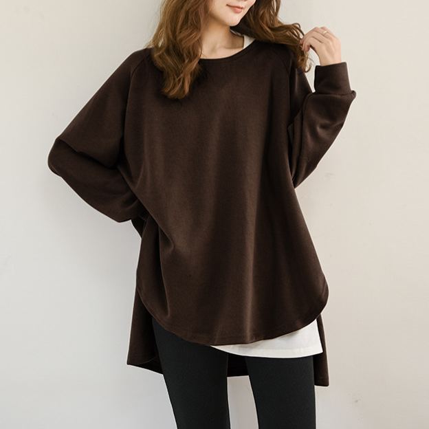 ラウンドネックルーズフィット無地スウェット