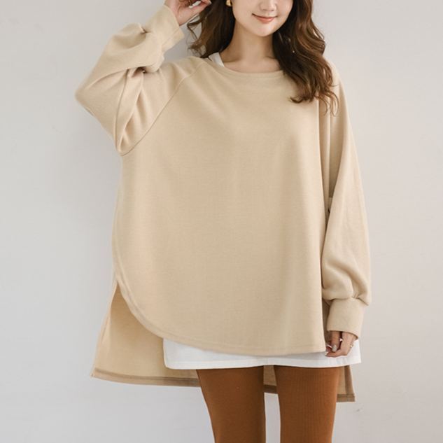 ラウンドネックルーズフィット無地スウェット