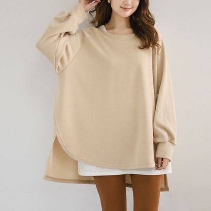 ラウンドネックルーズフィット無地スウェット