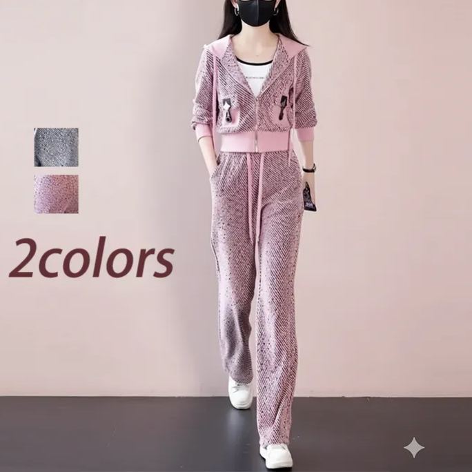 カジュアル フード付き 無地 レディース 2点セット