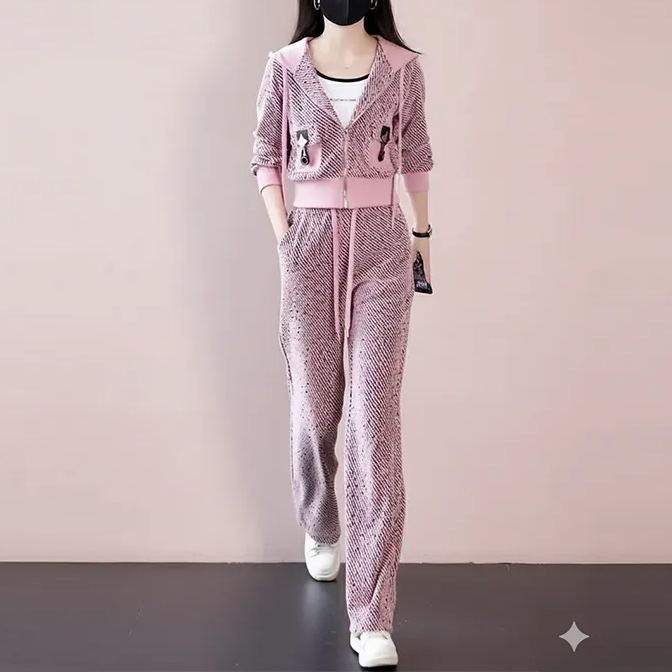 カジュアル フード付き 無地 レディース 2点セット