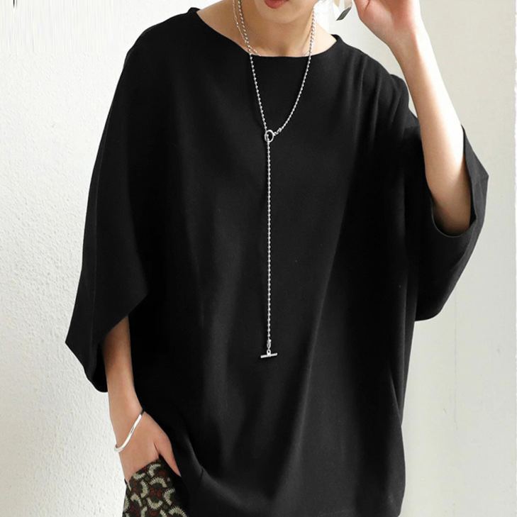 無地 カジュアル 七分袖 シンプル カットソー