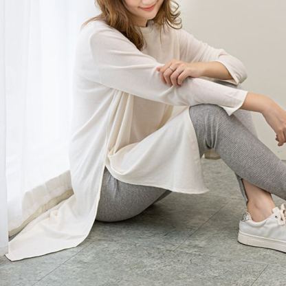 絶妙な 今っぽい ロング 無地 長袖 Tシャツ