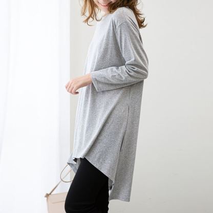 絶妙な 今っぽい ロング 無地 長袖 Tシャツ