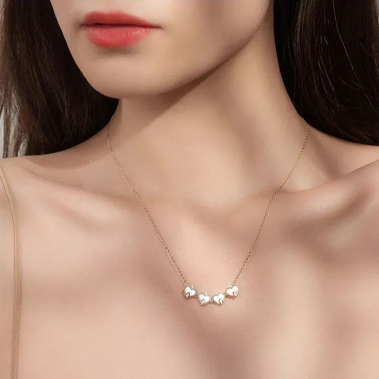 デートに着用最適 綺麗め 四つ葉 クローバーハート ネックレス