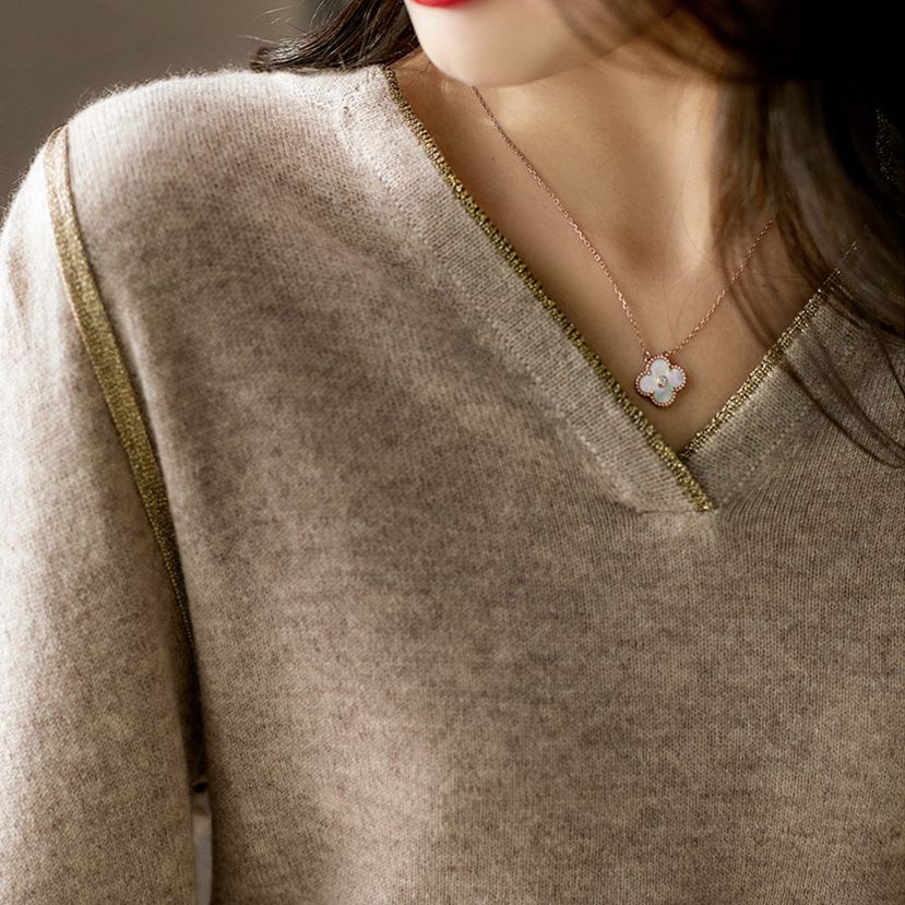 新作 レディース Vネック 無地 ニット