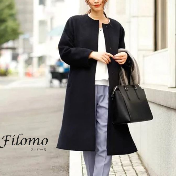 メタルボタン付きシンプルチェスターコート