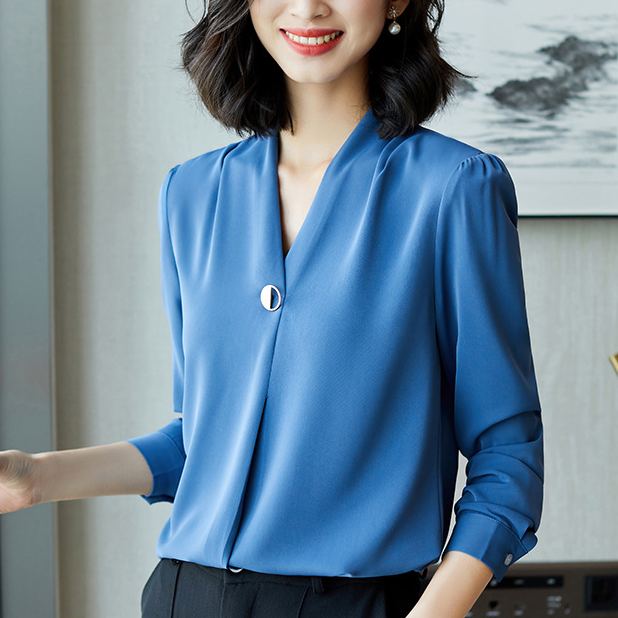 Vネック 無地 カジュアル シンプル シャツ