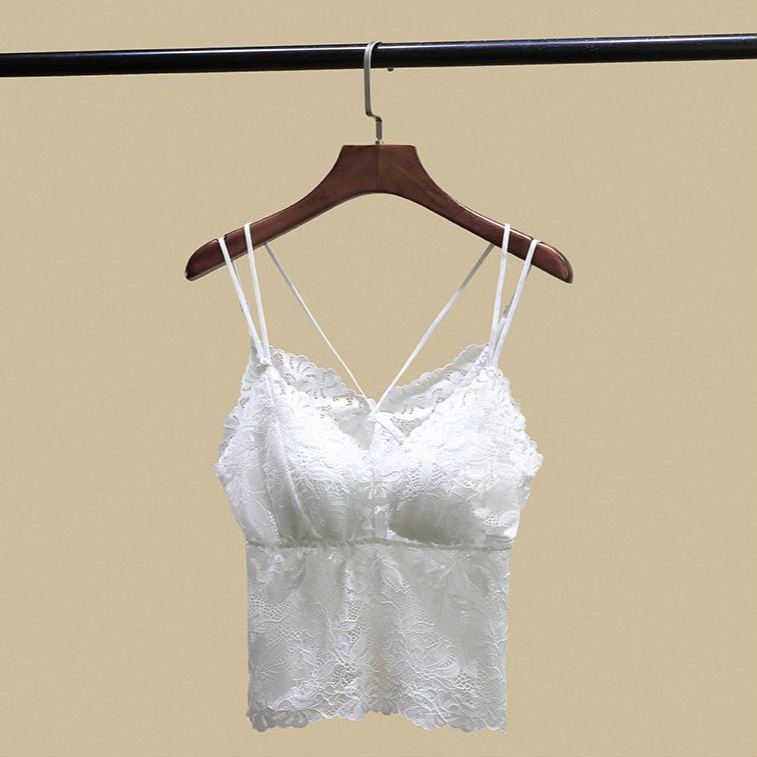 ノンワイヤー総レースカップ付きキャミソール