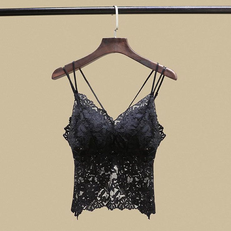 ノンワイヤー総レースカップ付きキャミソール