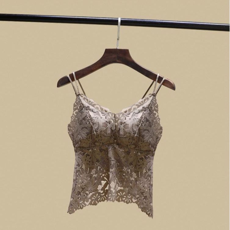 ノンワイヤー総レースカップ付きキャミソール