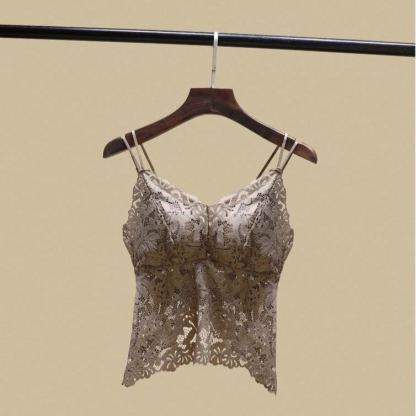 ノンワイヤー総レースカップ付きキャミソール