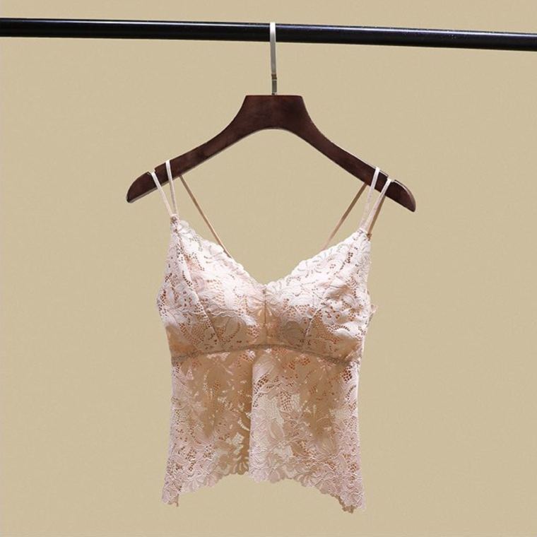 ノンワイヤー総レースカップ付きキャミソール