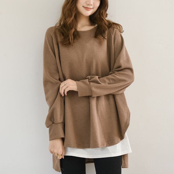 ラウンドネックルーズフィット無地スウェット