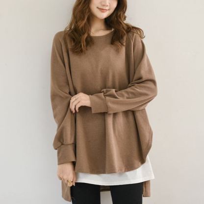 ラウンドネックルーズフィット無地スウェット