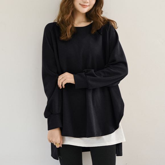 ラウンドネックルーズフィット無地スウェット