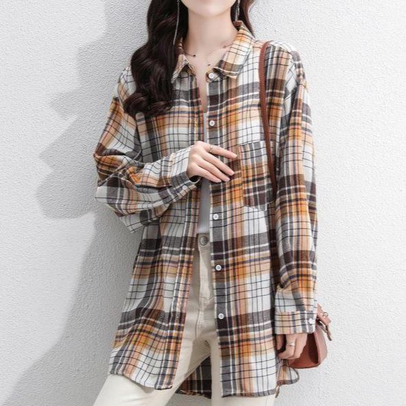 レディース 裹起毛 チェック柄 シャツ