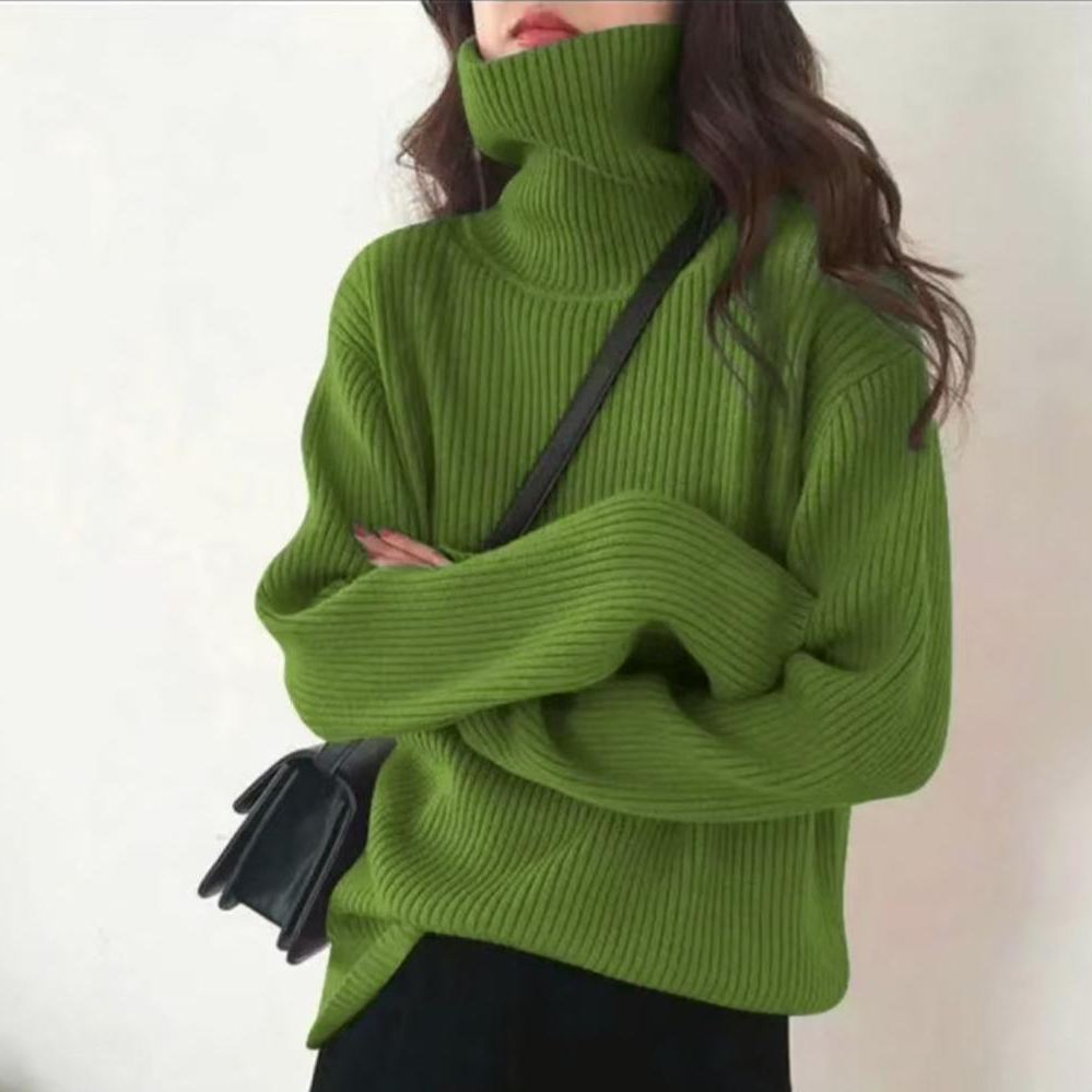 大人気 ハイネック カシミヤリブ ニット