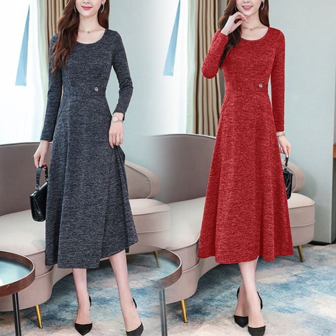 エレガントでスタイリッシュな長袖ワンピース