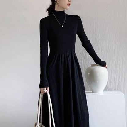 ファッション 無地 カジュアル シンプル ニットワンピース