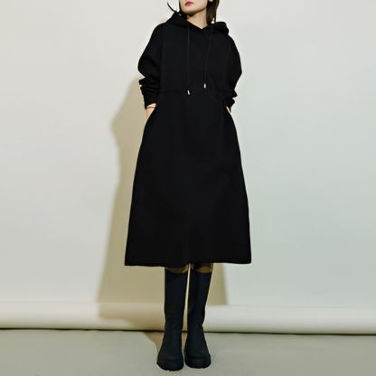 裏起毛フード付きカジュアルワンピース