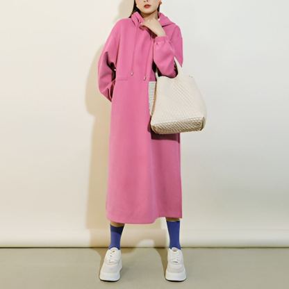 裏起毛フード付きカジュアルワンピース