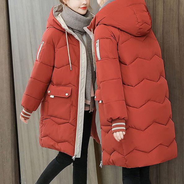 バイカラーロング丈ダウンジャケット