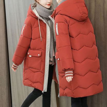 バイカラーロング丈ダウンジャケット