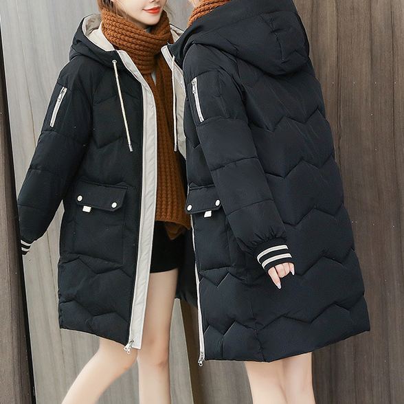 バイカラーロング丈ダウンジャケット