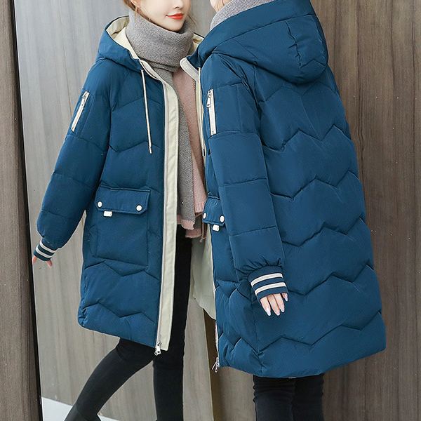 バイカラーロング丈ダウンジャケット