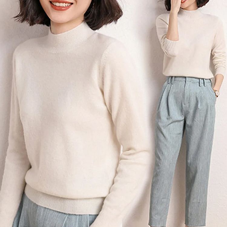 ハーフネックカシミヤニット