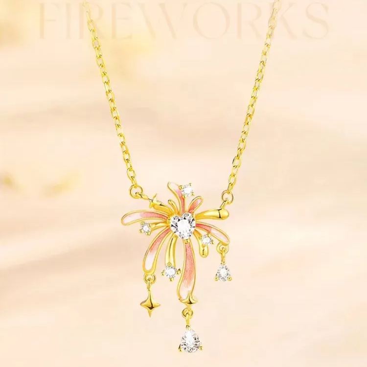 花火モチーフのエレガントネックレス