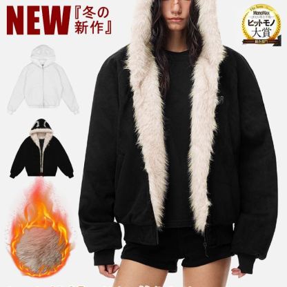 【SNSで大人気】猫耳付きパーカーコート