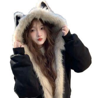 【SNSで大人気】猫耳付きパーカーコート