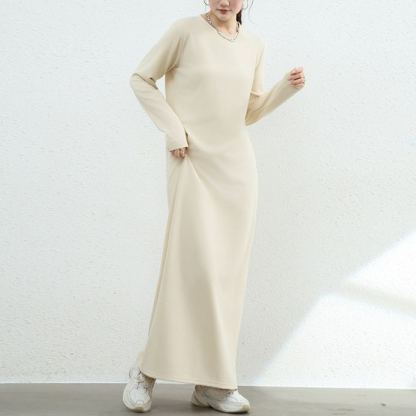 暖かい裏起毛マキシ・ロングワンピース