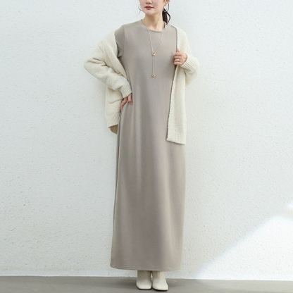 暖かい裏起毛マキシ・ロングワンピース
