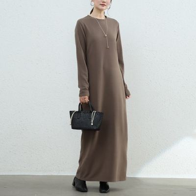 暖かい裏起毛マキシ・ロングワンピース