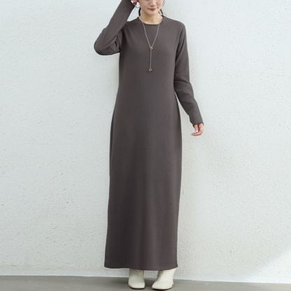 暖かい裏起毛マキシ・ロングワンピース